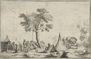 Campa med ett spetsigt tält av Robert van den Hoecke