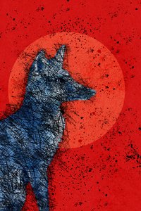 Blood Moon Fox, 2022 (digital) av Roberta Murray
