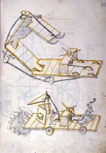 Krigskonst: studie av militära maskiner, illustration från 