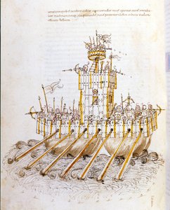 Krigskonst: studie av militärmaskineri, modell av slagskeppsslagskepp. illustration från 