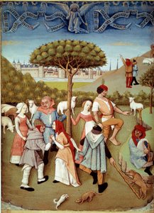 Champetredans Meddelandet till herdarna. Miniatyr tagen från "" Book of Hours av Charles d