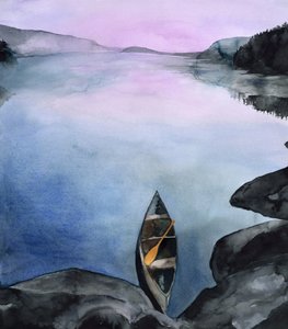 En lugn kanottur på en bergsjö av RodMacIver