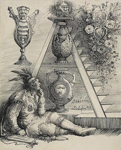 En nordamerikansk indian (Studie för historiserat A i "Les chefs-d