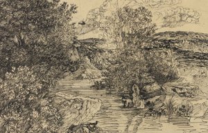 Badande i en bäck av Rodolphe Bresdin