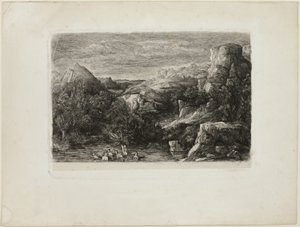 Badande i en bergspool av Rodolphe Bresdin