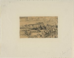 Katedral och by vid en sjö av Rodolphe Bresdin