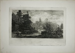 Stad med stenbron av Rodolphe Bresdin