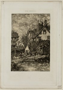 Entering a Village, från Revue Fantaisiste av Rodolphe Bresdin