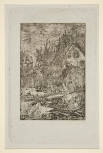 Entree de Village (stugor med halmtak) av Rodolphe Bresdin