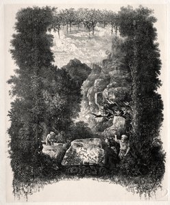 Första frontispice för Fables and Fairy-Tales av Thierry-Faletans av Rodolphe Bresdin
