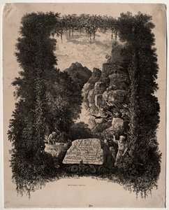 Första frontispice för Fables and Fairy-Tales av Thierry-Faletans, 1868. av Rodolphe Bresdin