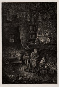 flamländsk interiör av Rodolphe Bresdin