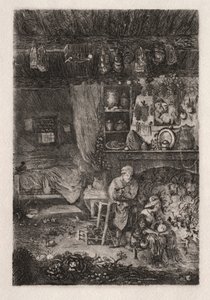 Flamländska interiören, 1856-66. av Rodolphe Bresdin