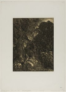 Helig familj med rådjur av Rodolphe Bresdin