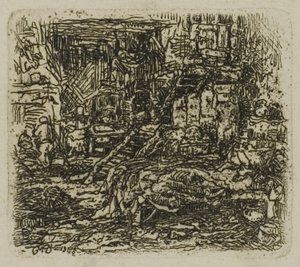 Interiör av en bondgård av Rodolphe Bresdin