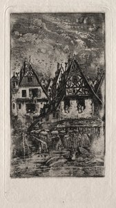 Marknadsplats med parasoller, 1866. av Rodolphe Bresdin