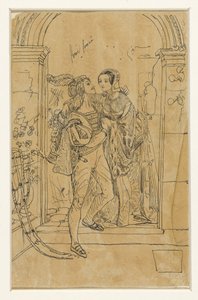 Romeo och Juliette i 1400-talsdräkt av Rodolphe Bresdin