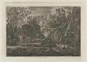 Ruiter en dood i landskapet Riddaren och döden En gammal legend av Rodolphe Bresdin