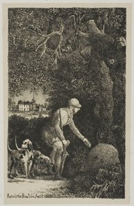 Diplomaten och myrstacken, illustration för fabler och berättelser av Hippolyte de Thierry-Faletans av Rodolphe Bresdin