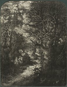 Den heliga familjen i vila vid en bäck av Rodolphe Bresdin