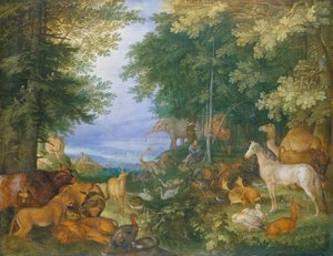 Orfeus charmade djuren med sin musik av Roelandt Jacobsz. Savery