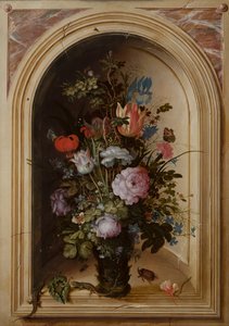 Vas med blommor i en stennisch, 1615