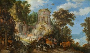 Landskap med flykten till Egypten, 1624.
