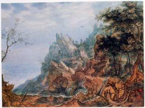 St Hieronymus i ett stenigt landskap, c1596-1639