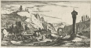 Bergigt landskap med kolumn Tyrolska landskap (serietitel) av Roelant Roghman