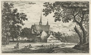 Utsikt över kyrkan St. Willibrord i Klein-Zundert Rysbergen (titel på objekt) Byscener i norra Nederländerna (serietitel)