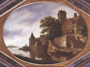 Landskap med en befäst herrgård av Roelof Van Vries