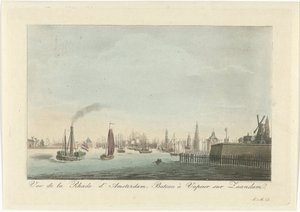 Utsikt över hamnen i Amsterdam Vue de la Rhade d