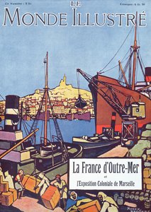 Framsida till ett specialnummer av "Le Monde Illustre" om den internationella utställningen i Marseille 1922 (färglitografi)