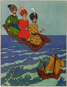 De har transporterats snabbt, illustration till "Prinsen Ahmed och fen Pari Banou", från "Tusen och en natt
