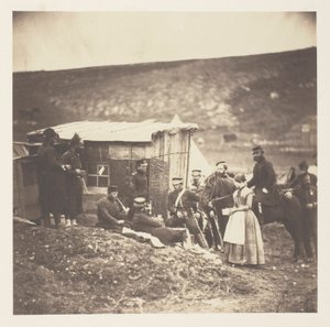 Läger för 4th Dragoon Guards, gemytlig fest, fransmän och engelsmän av Roger Fenton