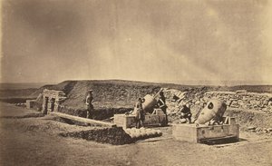 Granatkastarbatterier framför Picquet House, lätta divisionen av Roger Fenton