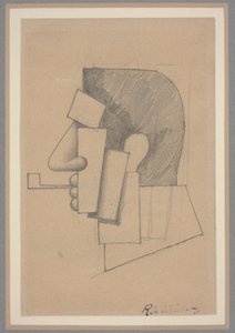 Cubist Head, ca 1915-20 (penna på papper)