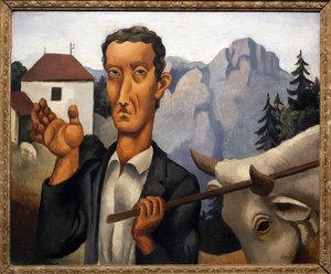 Hjorten. Målning av Roger de La Fresnaye (1885-1925), olja på trä av Roger de La Fresnaye