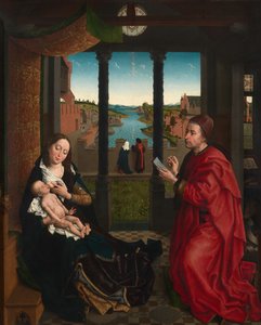 Saint Luke ritar jungfruns porträtt (olja på panel)