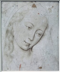 Virgins huvud. Teckning av Rogier (Roger) Van Der Weyden (1400-1464) Ec. flamma. av Rogier van der Weyden