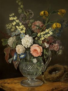 Studie av blommor (olja på panel)