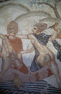 Bortförande av Hylas av nymfer, mosaik i House of Venus i den romerska staden Volubilis (UNESCOs världsarvslista av Roman