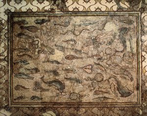 Romersk konst: mosaik av fisk. Början av 300-talet. Tarragona. Arkeologiska museet. av Roman