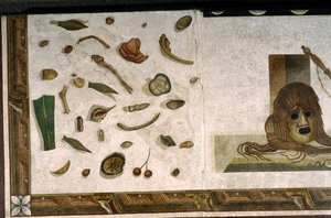 "Asarotos" (golv osopat) Fragment av mosaik signerade Harakliton från Rom, 200-talet e.Kr., Rom av Roman