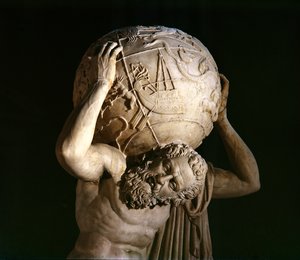 Atlas, kopia av ett grekiskt hellenistiskt original (marmor) (detalj)