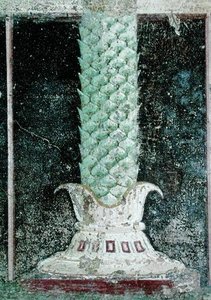Bas av en kolumn i stil med en palmstam, detalj från ett talinium dekorerat med målningar i egyptisk stil, c.27-14 f.Kr. av Roman