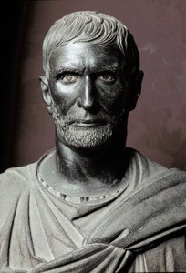 Byst av Brutus (Bruto Capitolino) (Capitolin) - Bronsskulptur, 300 f.Kr., Dim. 79 cm - Rom, Musei Capitolini, Palazzo dei Conservatori, Sala dei Trionfi - Byst av Lucius Junius Brutus, känd som Capitoline Brutus - Bronsskulptur
