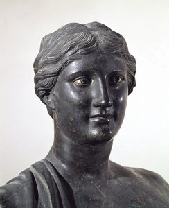 Byst av Sappho, bronsstaty, från Villa of Papyri, Herculaneum, Kampanien, Italien, romersk civilisation av Roman