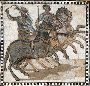 Cirkusscen i det antika Rom. Mosaik, 300-talet av Roman