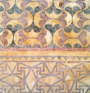 Detalj av geometriska kakelplattor, Theseus hus, Paphos, Cypern mosaik av Roman
